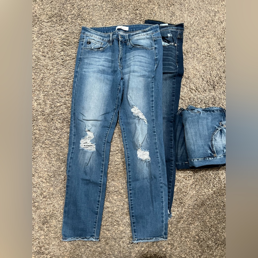 KanCan Women's Distressed Blue Jeans - Picture 6 of 9